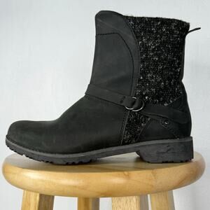 Eddie Bauer Black Leather & Wool Trace Ankle Boots Size 8 1/2
